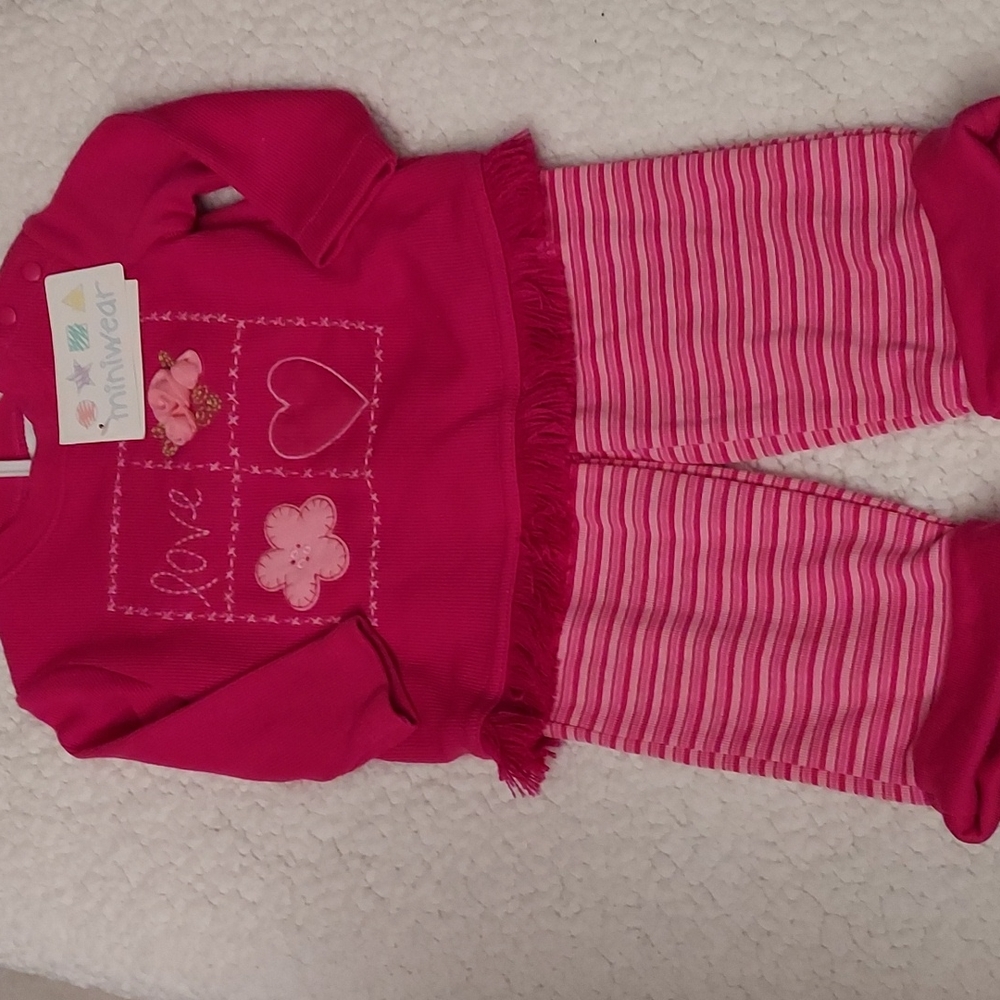 Miniwear 2 pc pants set love and flowers